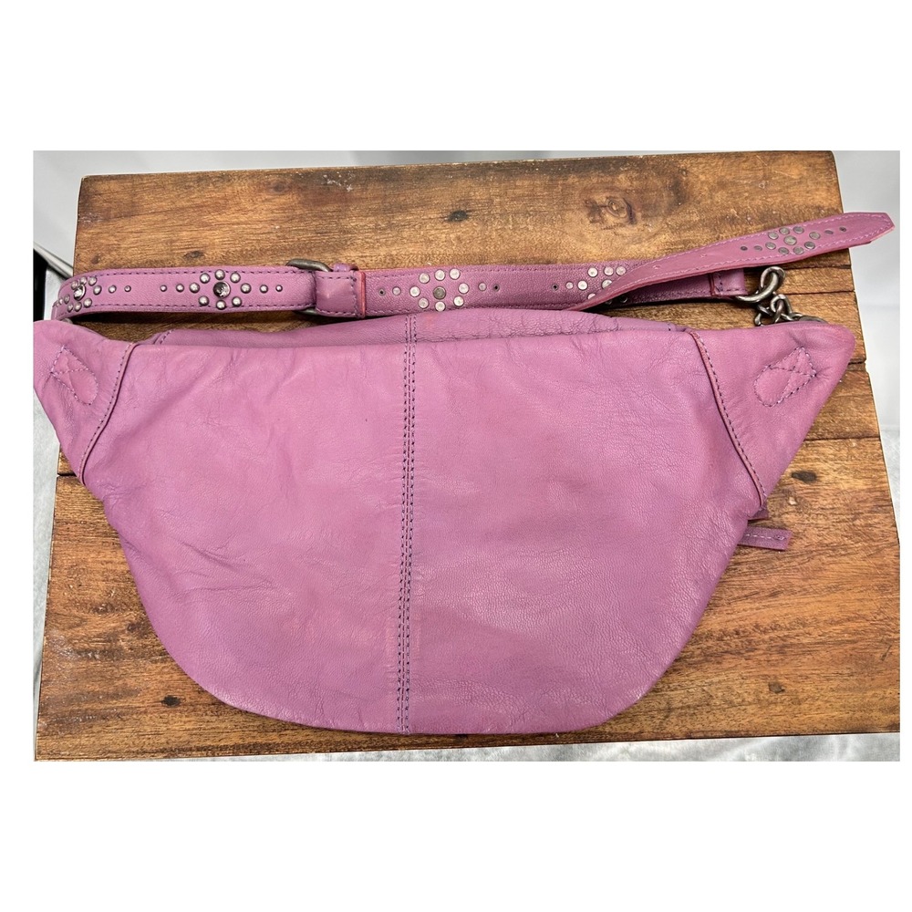 Free People Purple Goat Leather Studded Chain Belt Bag Fanny Pack Womens - Picture 11 of 11